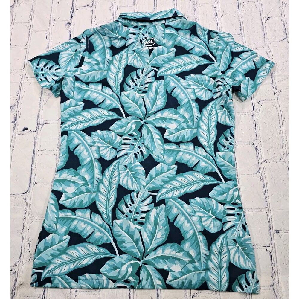 Kenny Flowers Teal & Navy Tropical Leaf Polo - Picture 9 of 10